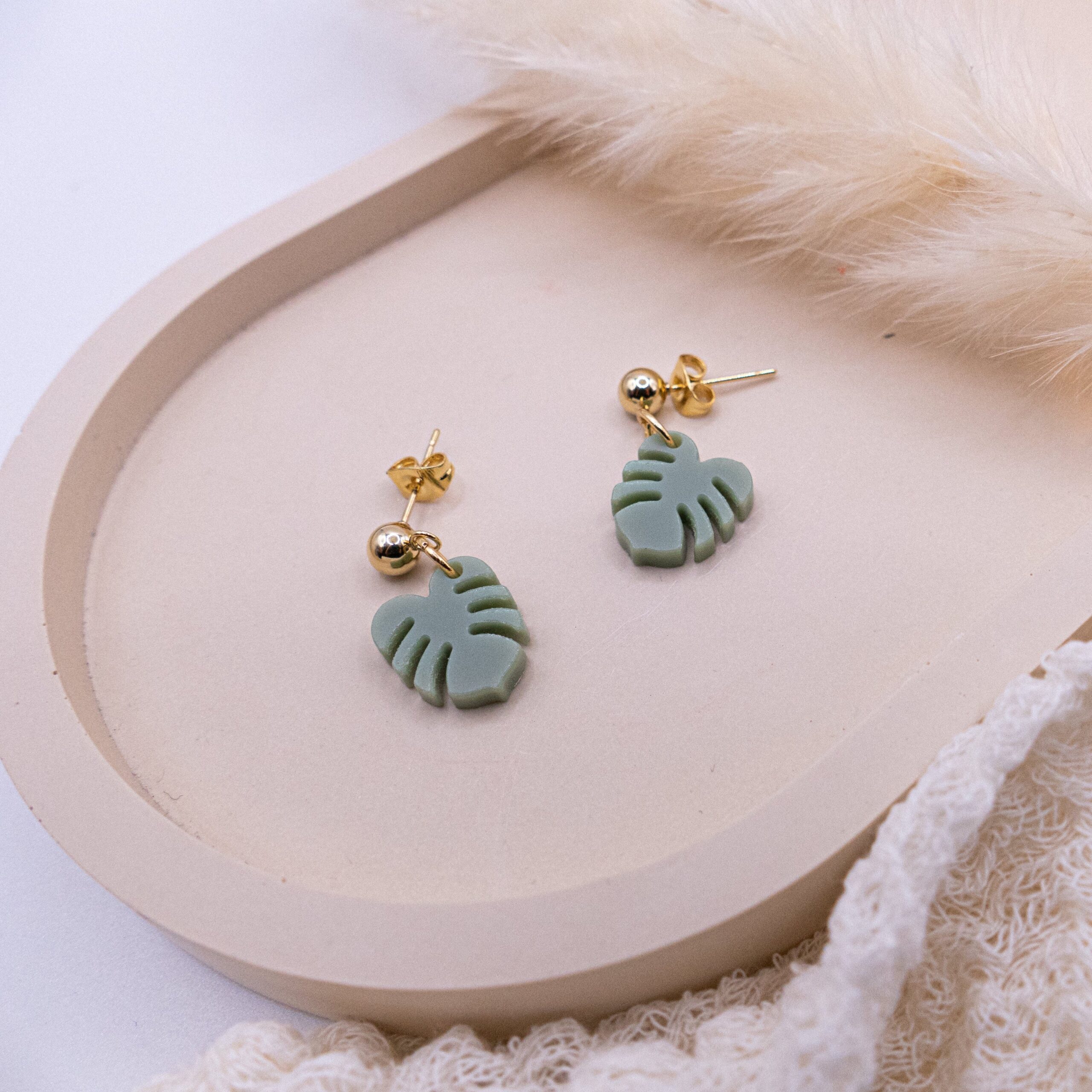 Ohrringe Monstera – Bild 2