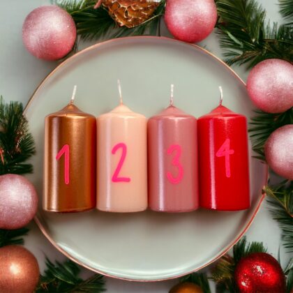 Dip Dye Sparkle X-Mas Countdown 4er Kerzenset
