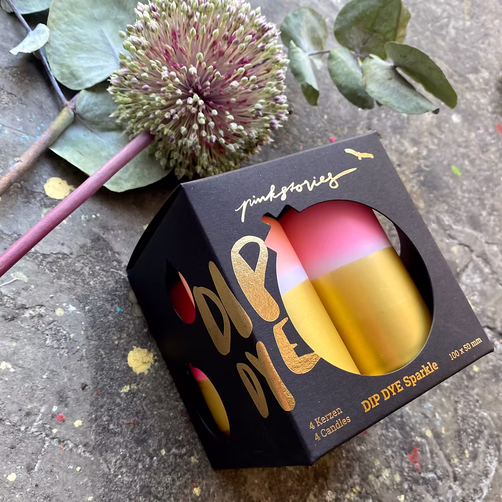 Dip Dye Sparkle Golden Ice 4er Kerzenset