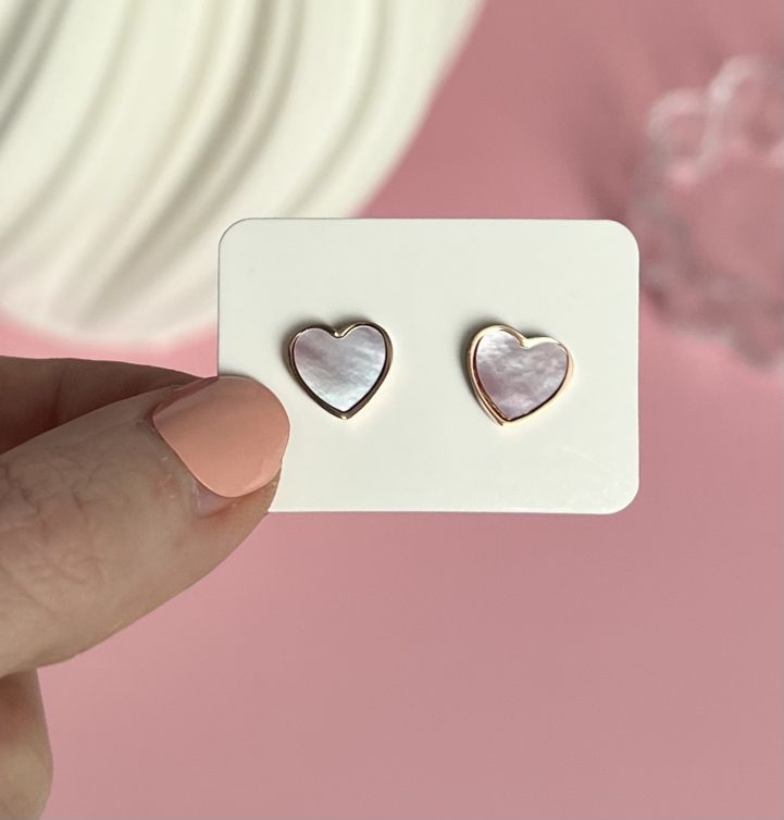Perlmutt Herz Ohrstecker