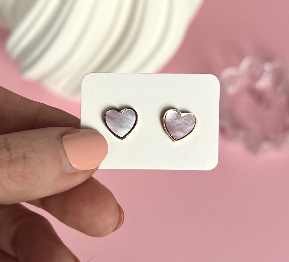 Perlmutt Herz Ohrstecker – Bild 3